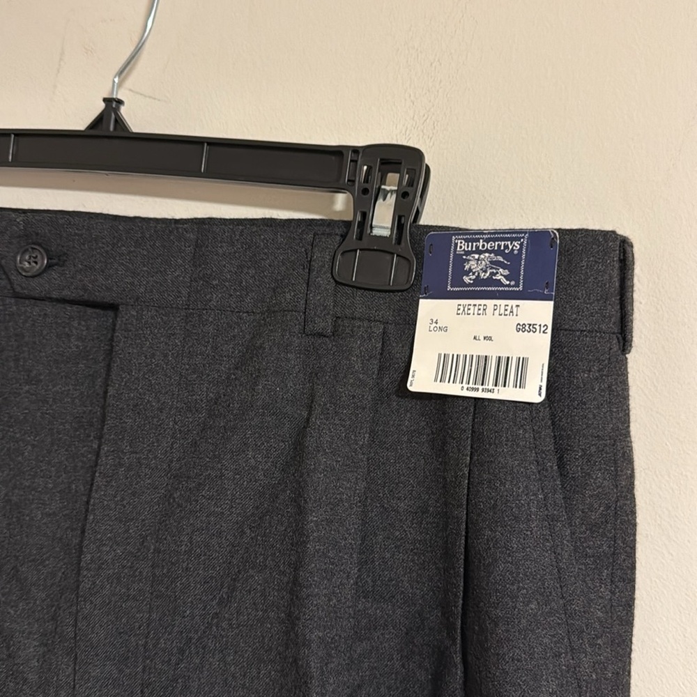 NWT Burberry vintage Charcoal gray raw hem Exeter Dress Pant Men wool 34 L - Picture 2 of 6